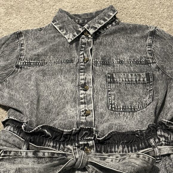 Who What Wear Small Dress 100% Cotton Denim Long Sleeve Stone Wash Black NWT - Picture 4 of 11